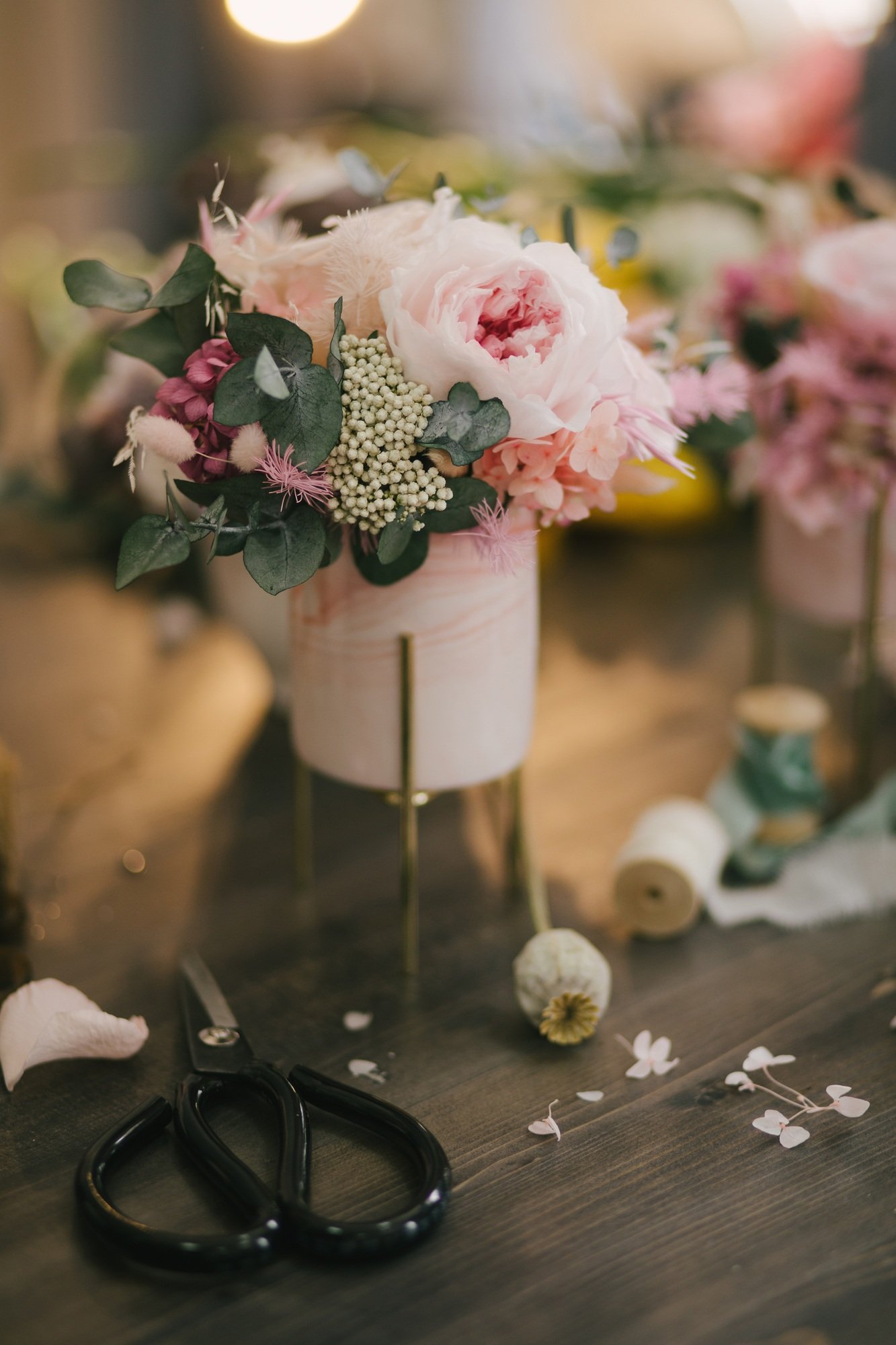 Flower composition and bouquets in flower shop.